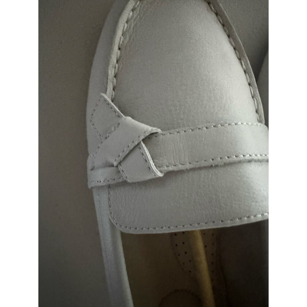 Lands End Off White Cream Leather Slip On Comfort Loafers Flats Shoes Size 10 - Picture 5 of 8